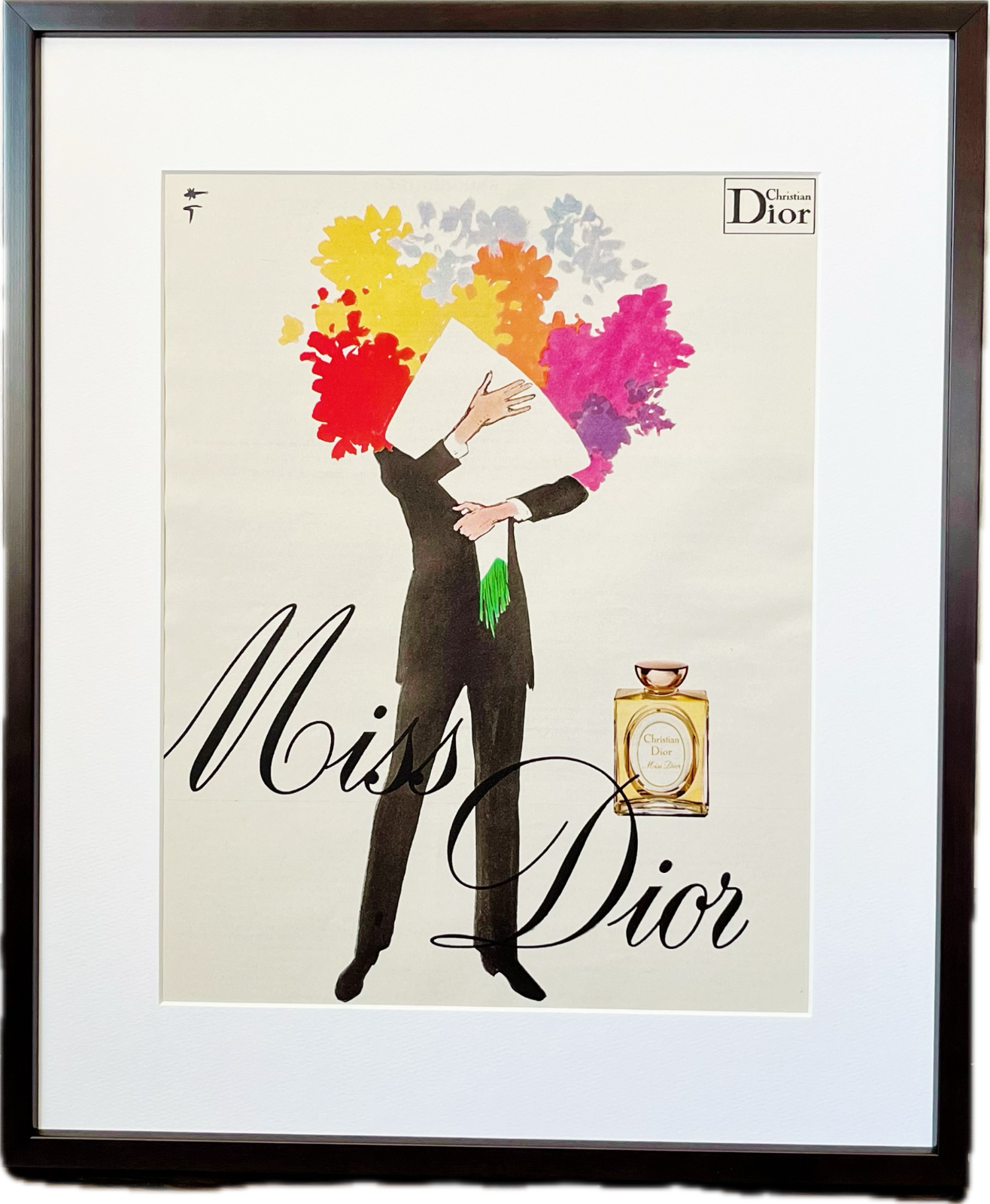 ＜1971 広告＞Dior ディオール  ヴィンテージ ビンテージ アートポスター 額縁 フレーム付き インテリア モダン おしゃれ かわいい 壁掛け フランス ポップ 花