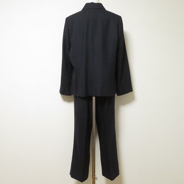 anc レリアン Leilian パンツスーツ セットアップ 13 濃紺 青 ストライプ ラメ 大きいサイズ レディース 965607