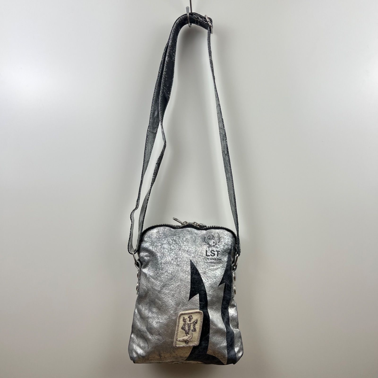 DIESEL 00s cyber LST liquid space team metallic shoulder bag