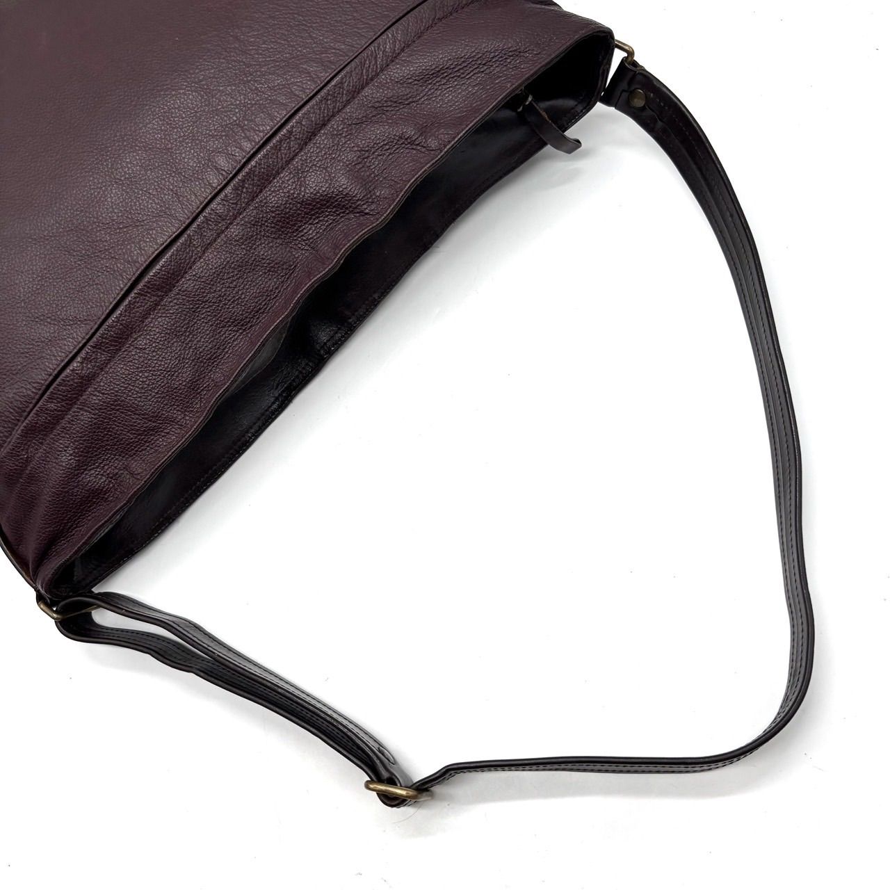 良品】 MIUMIU Y2K brown leather logo shoulderbag unisex ミュウ 
