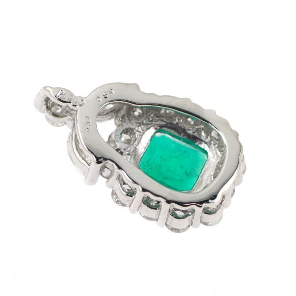 Pt900 エメラルド ダイヤモンド ペンダントトップ 0.94ct D0.50ct