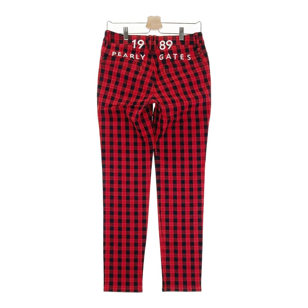 サイズ 1 PEARLY GATES パーリーゲイツ 055-1231004 ストレッチパンツ チェック柄 レッド系 240101543698 ゴルフウェア レディース ストスト
