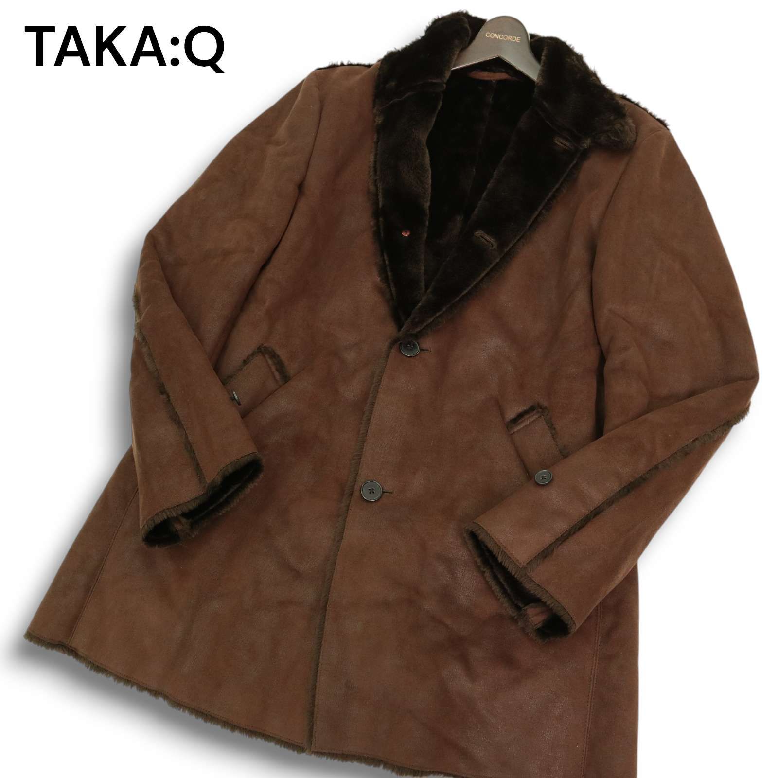 TAKA:Q タカキュー 秋冬 ボア☆ フェイク ムートン コート Sz.LL 
