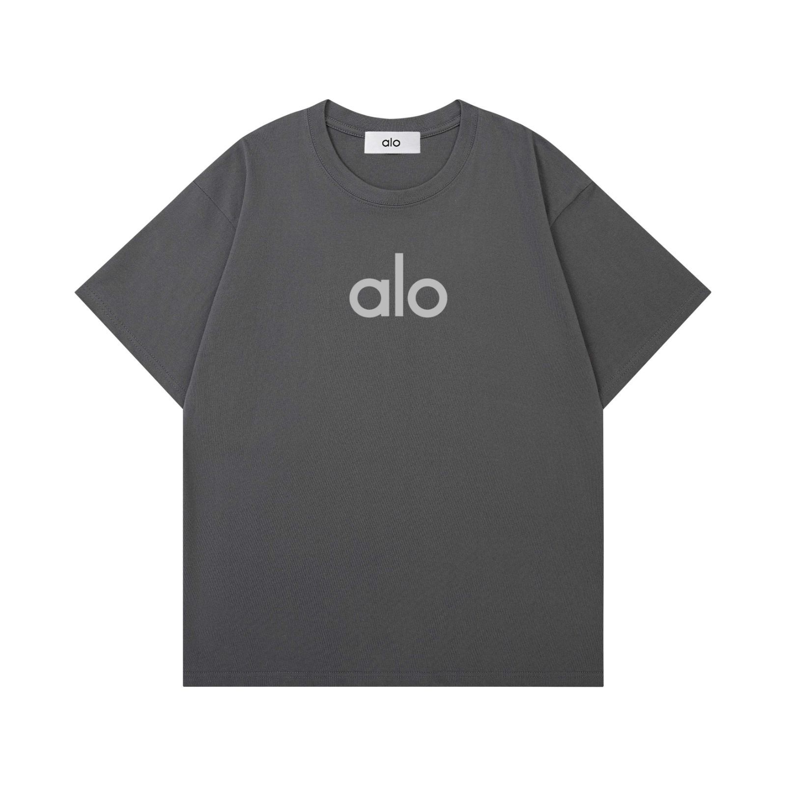 alo yoga M ホワイト クロップドTシャツ　柔らかい　アローヨガ　未使用 新品未使用】ALO Yoga アローヨガ ロゴTシャツ ブラック ユニ