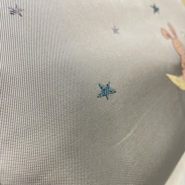 ☆名古屋帯 兎 織 月・星 グレー☆ r921 羅織にうさぎの刺繍名古屋