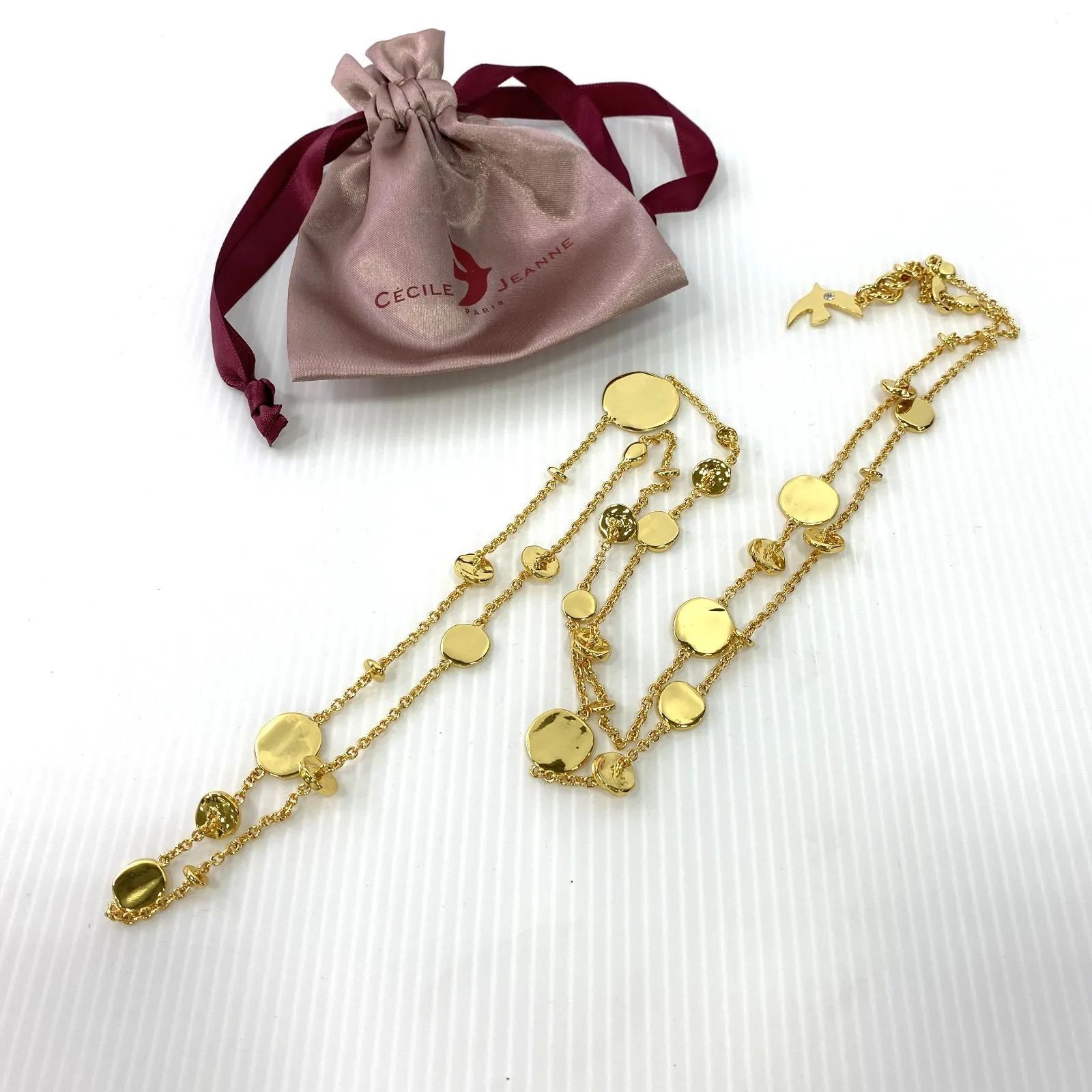 中古品】CECILE ET JEANNE ネックレス ピアス 3つセット 巾着付き 
