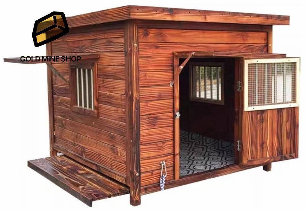 無垢材の犬小屋 屋外の木造犬小屋 大型犬小屋 屋外防水犬小屋 L