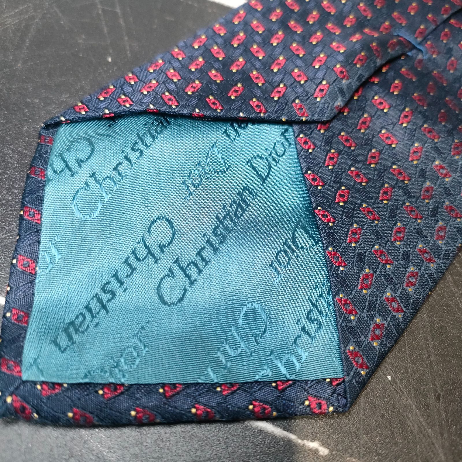 訳あり】クリスチャン・ディオール Christian Dior 幾何学模様 ブルー