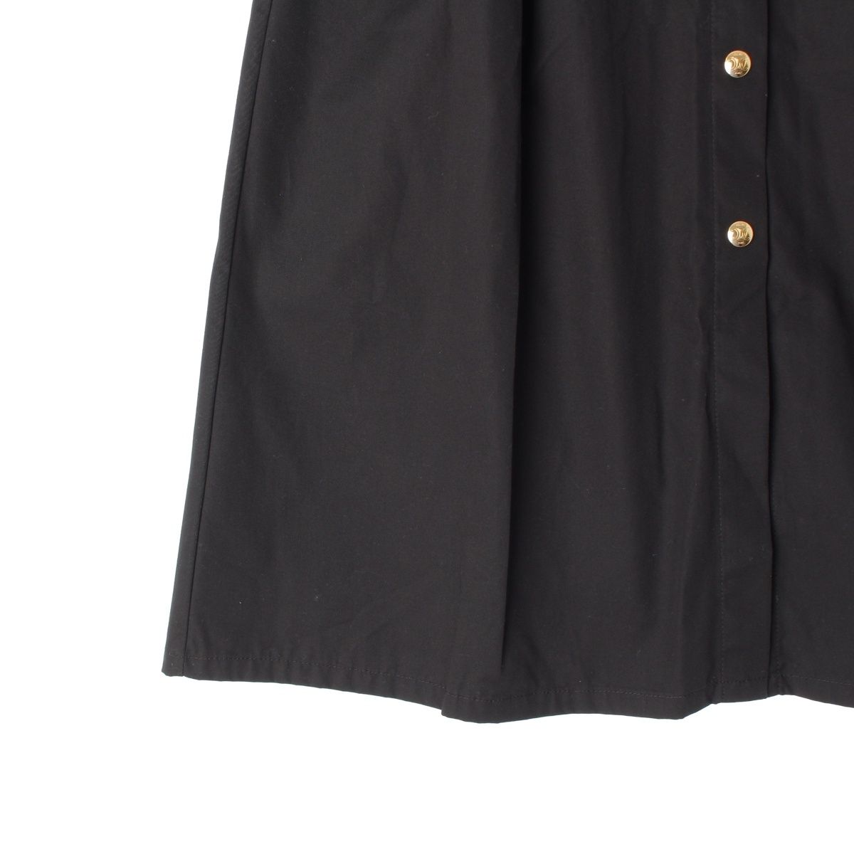 セリーヌ エディスリマン エディスリマン コットン スナップボタン 金ボタン ハイウエスト スカート ブラック 38 GULLKHAN_COM