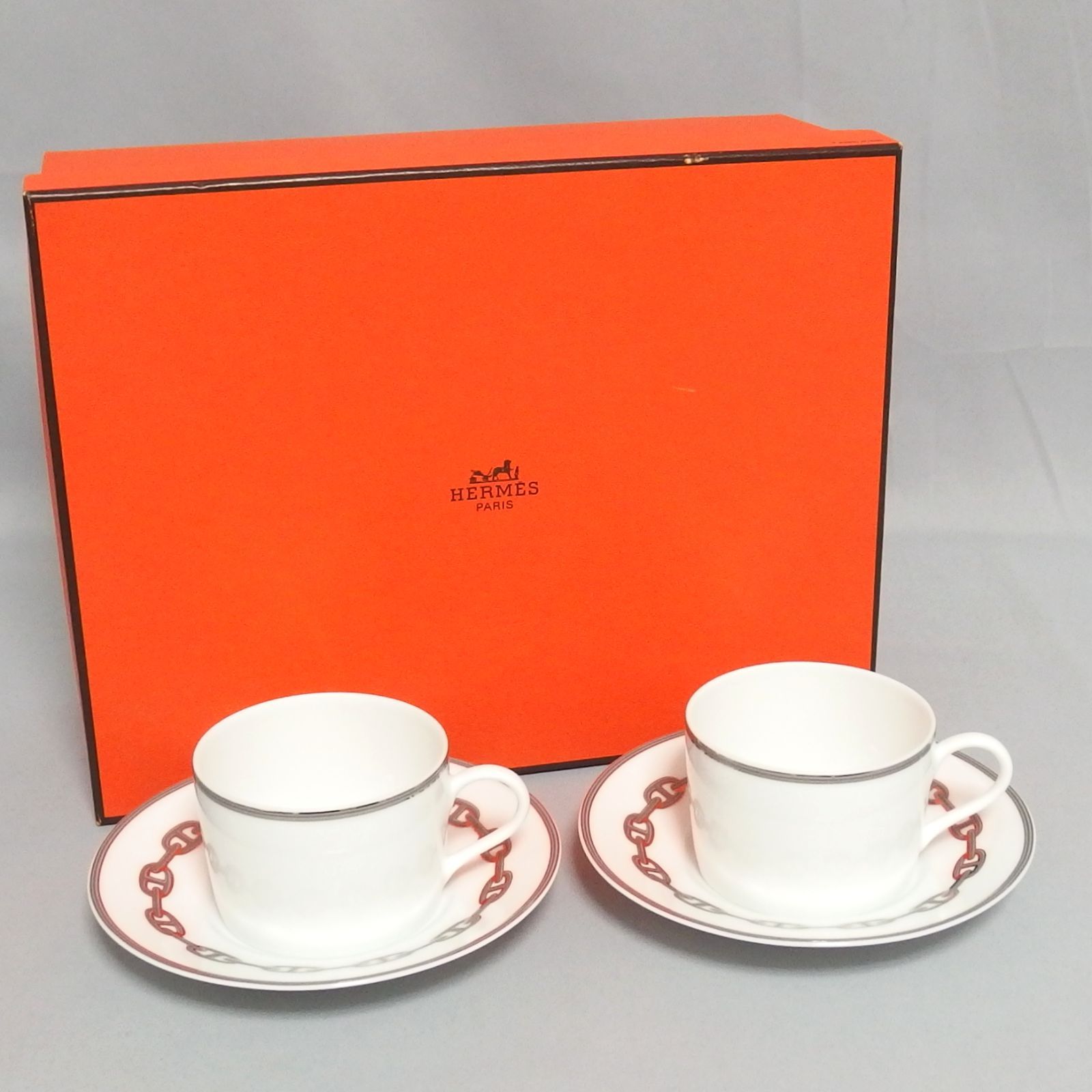HERMES エルメス シェーヌダンクル ティーカップ・ソーサー 2客セット