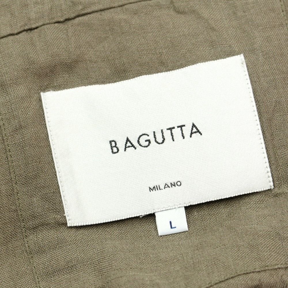 【新品アウトレット】バグッタ Bagutta リネン ワークジャケット ブルゾン オリーブ【サイズL】【メンズ】-6
