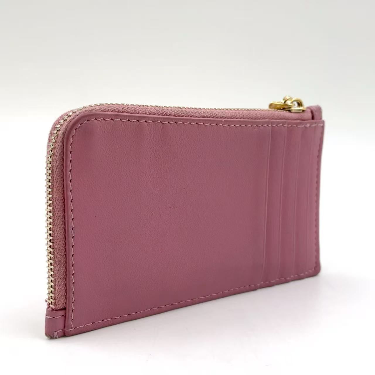 Christian Dior Lady Dior Cosmos ジップ 度日本 色 レザー ライトパープル カードケース ゴールド