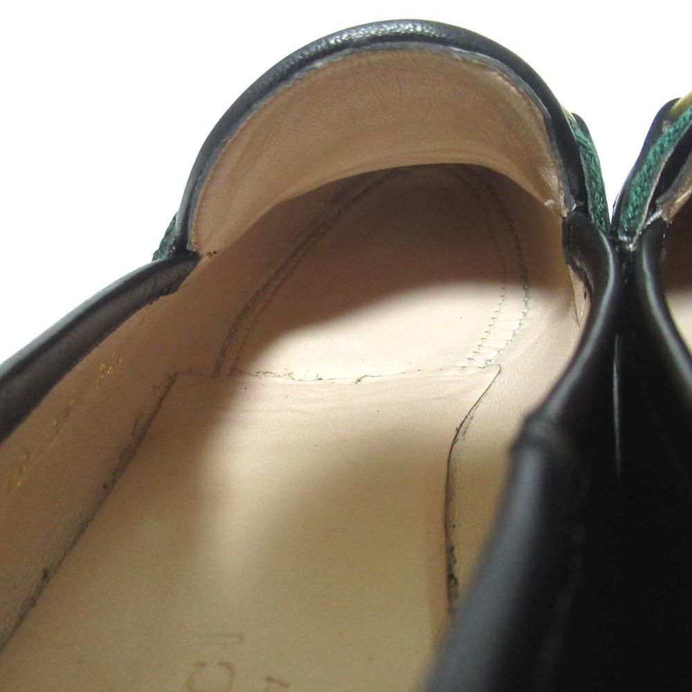  GUCCI グッチ シェリーライン ホースビット ローファー シューズ 631619 サイズ35 約22 cm ブラック×ゴールド金具 レディース 古着 ローファー 革靴 靴