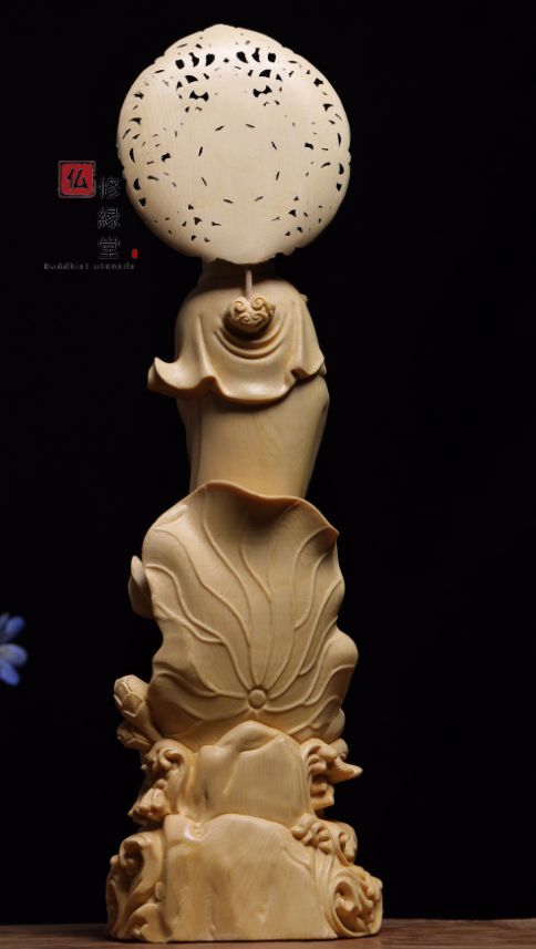木彫り 仏像 送子観音菩薩立像 彫刻 一刀彫 天然木檜材 仏師で仕上げ 修縁堂】木彫り 仏像 送子観音菩薩立像 彫刻 一刀彫 天然木檜材