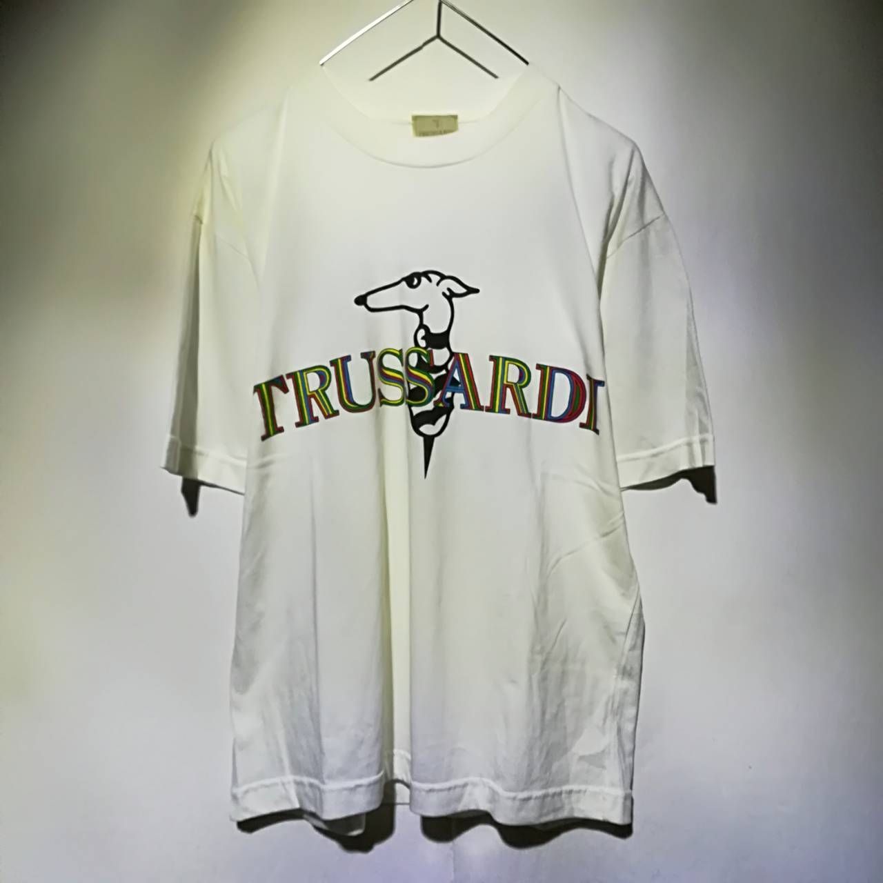 RA0609010】TRUSSARDI トラサルディ ロゴ Tシャツ 白 M イタリア製