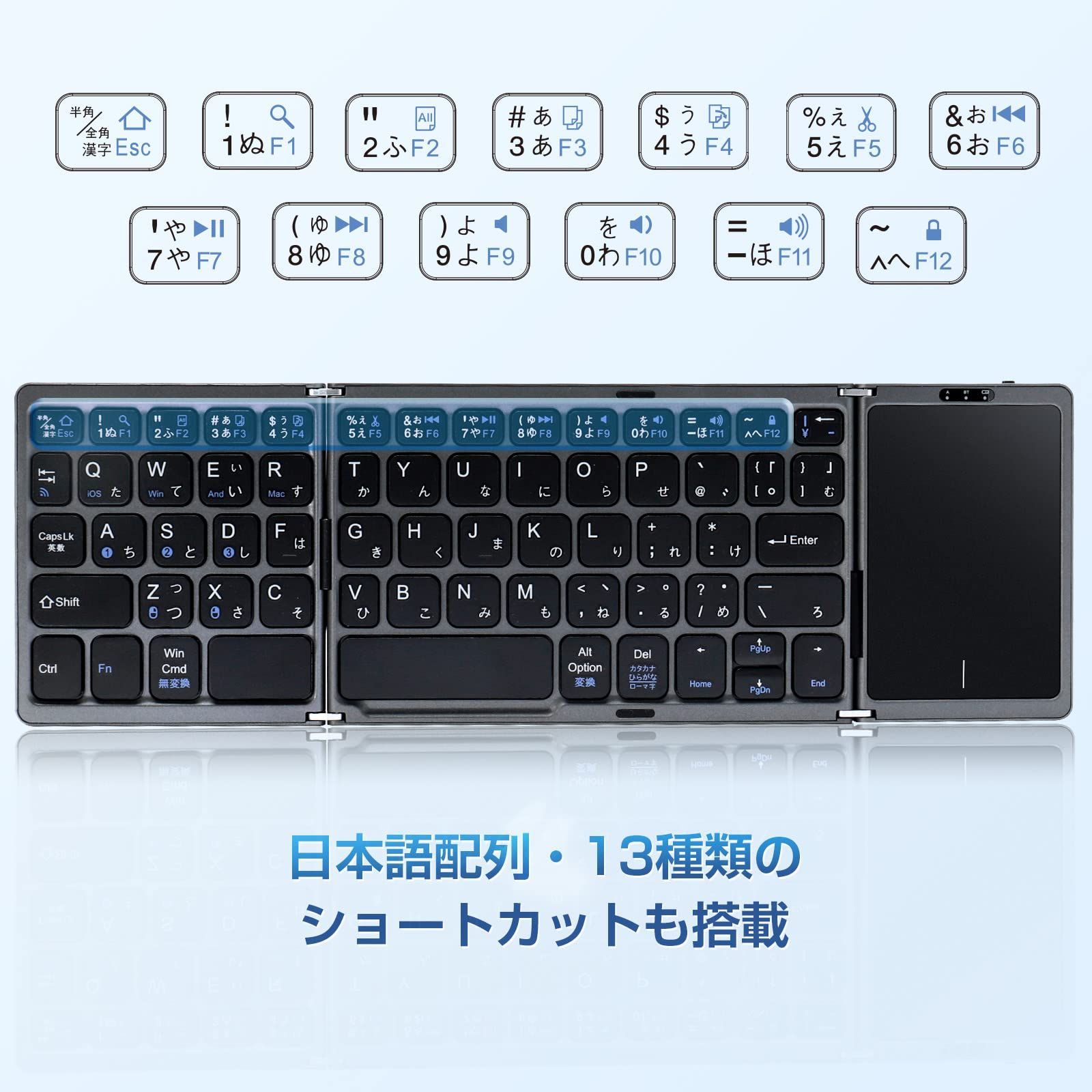 同梱不可】 Ewin Bluetooth キーボード 日本語配列 テンキー付き かな入力可能 ワイヤレスキーボード 3台デイバイス登録  ワンタッチ切替接続 Windows Mac iOS対応 ブルート