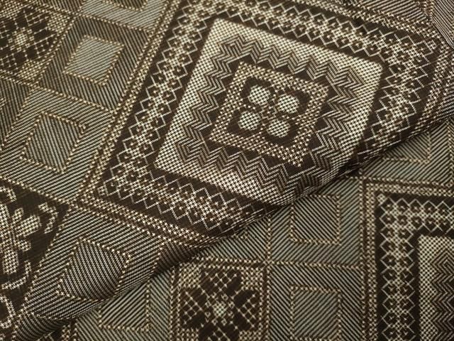 平和屋着物○本場大島紬 龍郷絣 花菱文 正絹 逸品 DAAV3489du