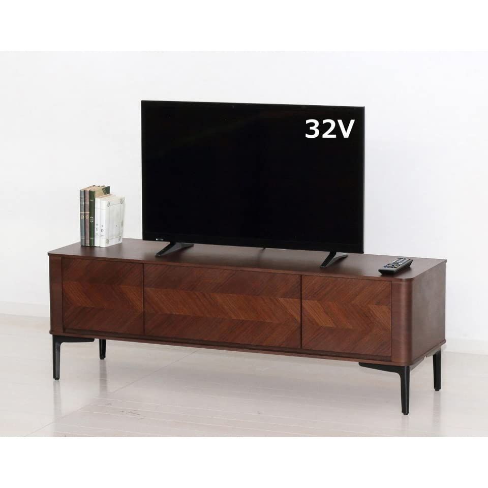 テレビ台 テレビボード ローボード 引き出しを閉めたままリモコン操作ができる ブラウン クロシオ 幅120 奥行35 高さ41 おしゃれ 北欧 電波が通る ヘリボーン柄