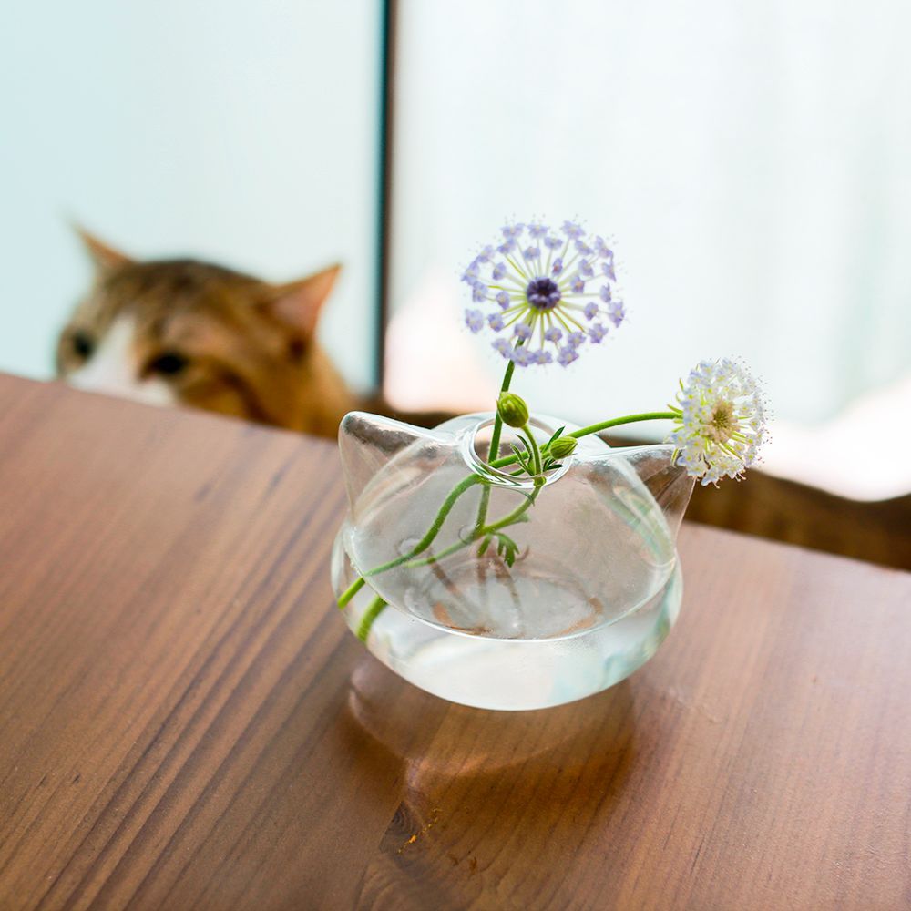花瓶 ガラス プレゼント フラワーベース 一輪挿し 花器 猫グッズ 可愛い - メルカリ