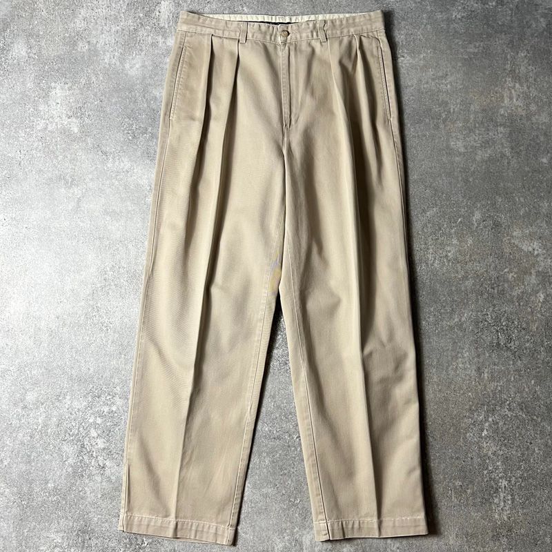 90s USA製 POLO RALPH LAUREN 2タック コットン チノ パンツ 34 30