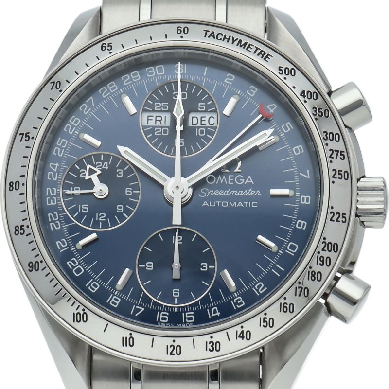 オメガ スピードマスター トリプルカレンダー クロノグラフ 39mm 3523.80 SS メンズ時計 ブルー 仕上げ済