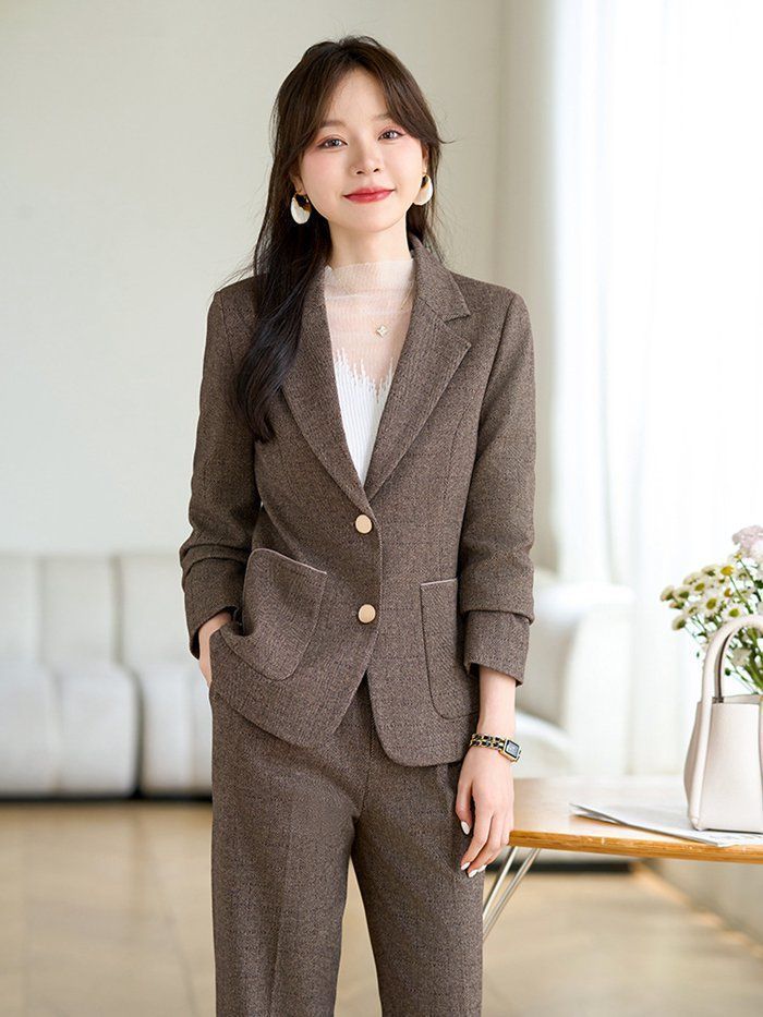 プラステ セットアップ パンツスーツ シャークツイード M/M ダークブ