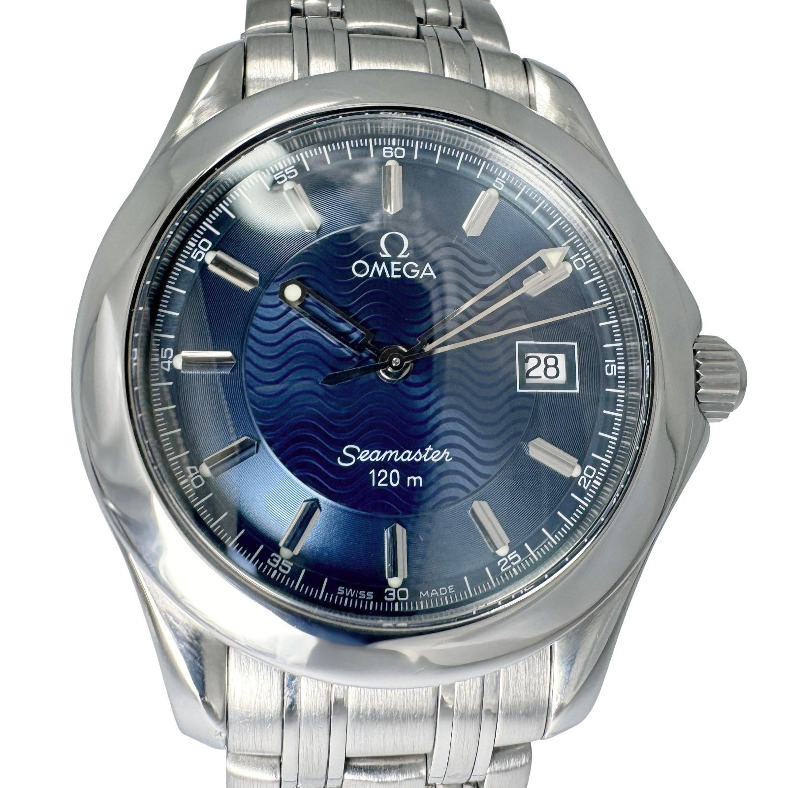 OMEGA オメガ シーマスター 120M 2511.81 メンズ 腕時計 クオーツ ブルー文字盤 外装仕上げ Aランク