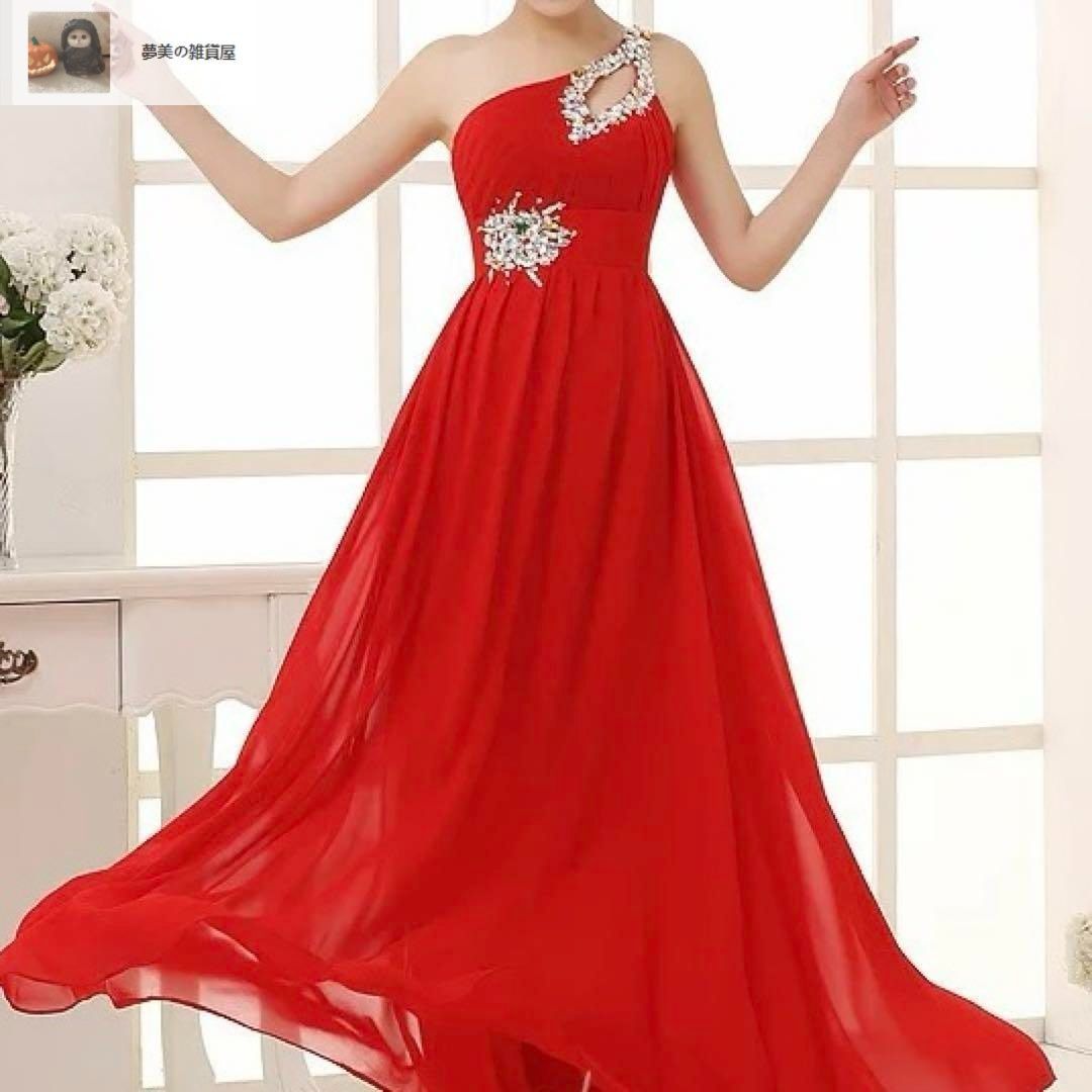 ♥ レディースファッション ビジューがオシャレなワンショルダー イブニングドレス .