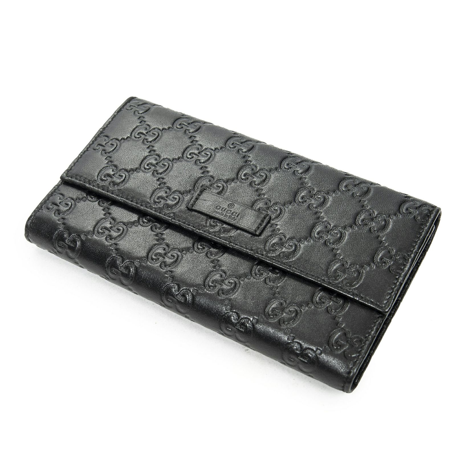 GUCCI グッチトライフォールドウォレット黒グッチッシマA