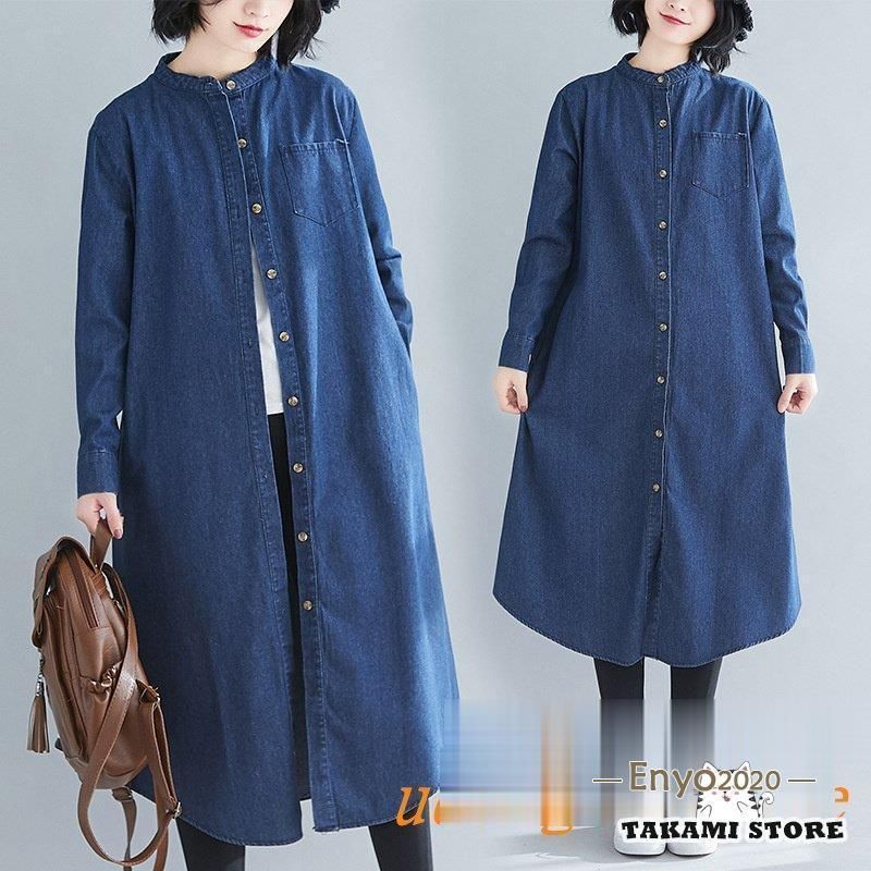 ワンピース レディース 大きいサイズ ロングシャツ ロング ロング丈 カジュアル マキシワンピース デニム フラワー デニムスカート シャツ ブラウス デニムワンピース ロングワンピース 長袖 ワンピース レディース