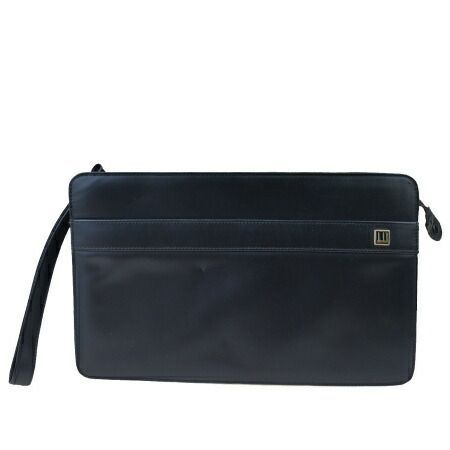 【中古】 ダンヒル dunhill クラッチバッグ セカンド ブラック レザー メンズ 04HE743