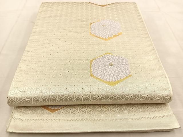 平和屋着物◎六通柄袋帯 唐織 亀甲菊間道 金銀糸 正絹 逸品