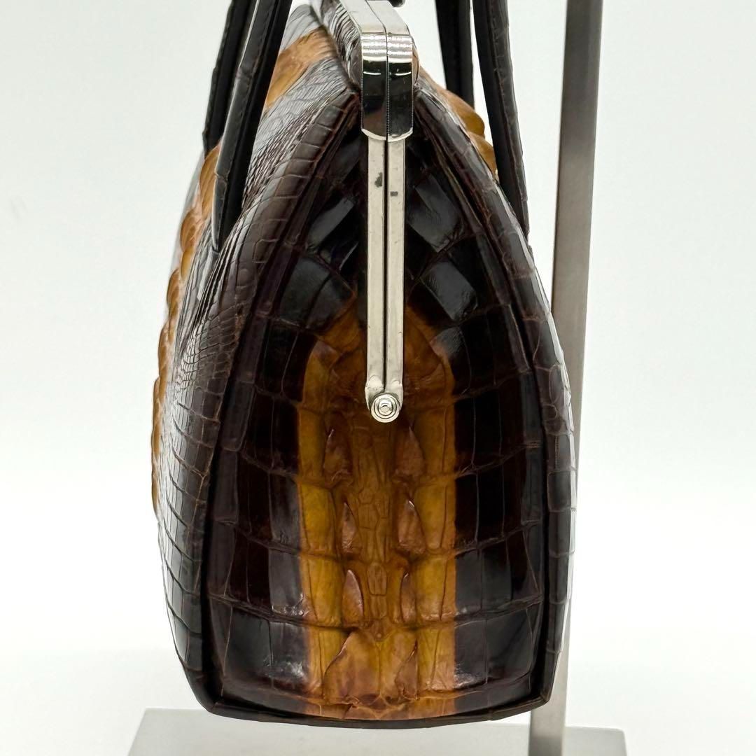 【美品】クロコダイル クロコ型押し ハンドバッグ 冠婚葬祭 フォーマル 茶色 美品】クロコダイル クロコ型押し ハンドバッグ 冠婚葬祭