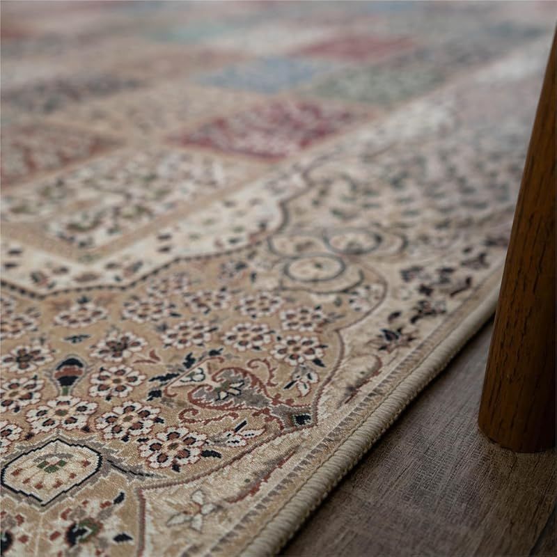 サヤンサヤン ブリックス へシティ柄 アンティーク プリントラグ 洗濯 190×190 ベージュ 0 MARWIL-DEMENAGEMENTS_CH