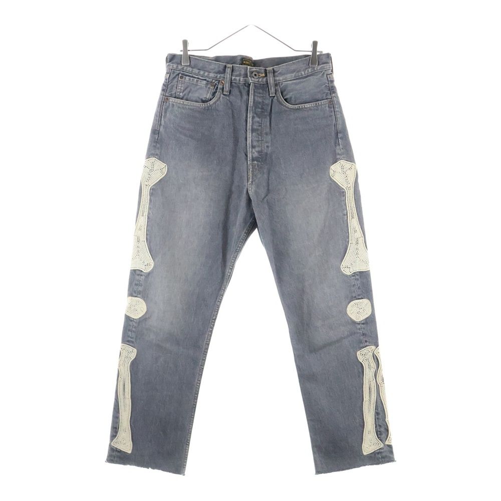 KAPITAL キャピタル 14oz Black Denim MEXICAN TUXEDO ボーン刺繍 ブラックデニムパンツ グレー EK-1391