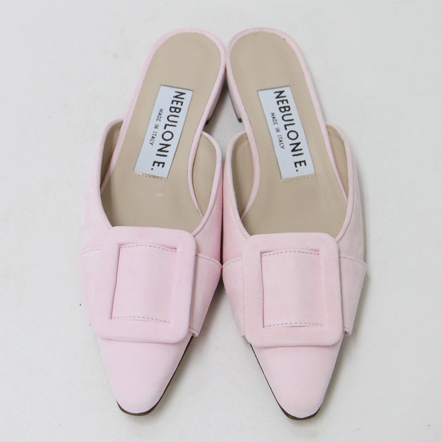 NEBULONI E ネブローニ ミュール パンプス サンダル サイズ 24.0cm ポインテッドトゥ バックル スエード レザー 23秋冬 ピンク 37 イタリア製 ブランド シューズ 靴 レディース KIN-KAAI_COM