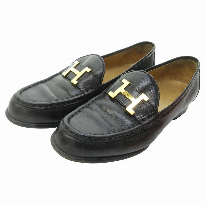 HERMES - エルメス ローファー パンプス モカシン Hロゴ レディース 黒の通販 by かお's shop｜エルメスならラクマ