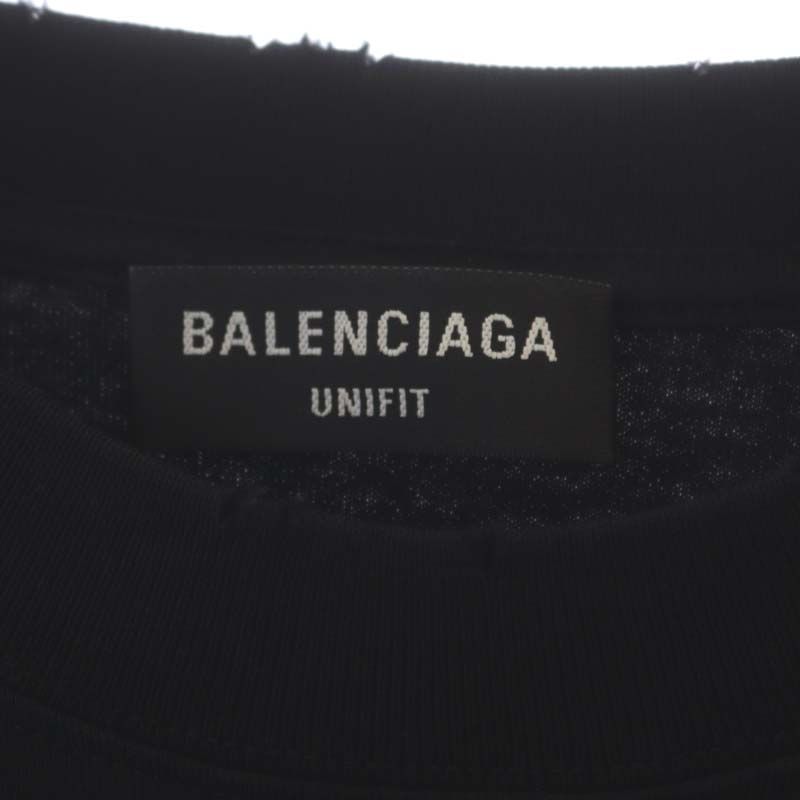 バレンシアガ BALENCIAGA UNIFIT FREE ダメージ加工 Tシャツ 半袖 S 黒 