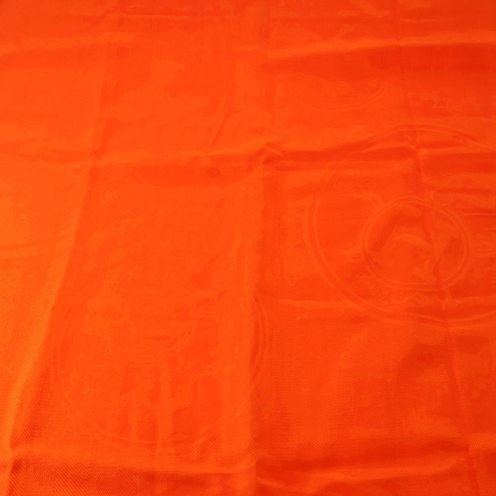 HERMES エルメス 大判ストール フリンジ オレンジ