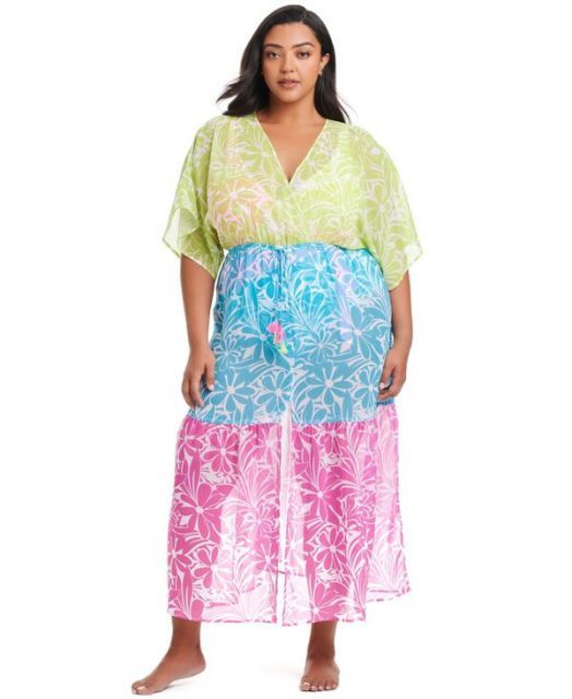 送料無料 ブルーロッドビーティー レディース ワンピース トップス Plus Size Sock It To Me Chiffon Dress Swim Cover-Up Multi