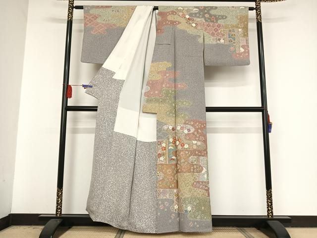 平和屋着物 京友禅の第一人者 松井青々 訪問着 駒刺繍 絞り 地紙花文