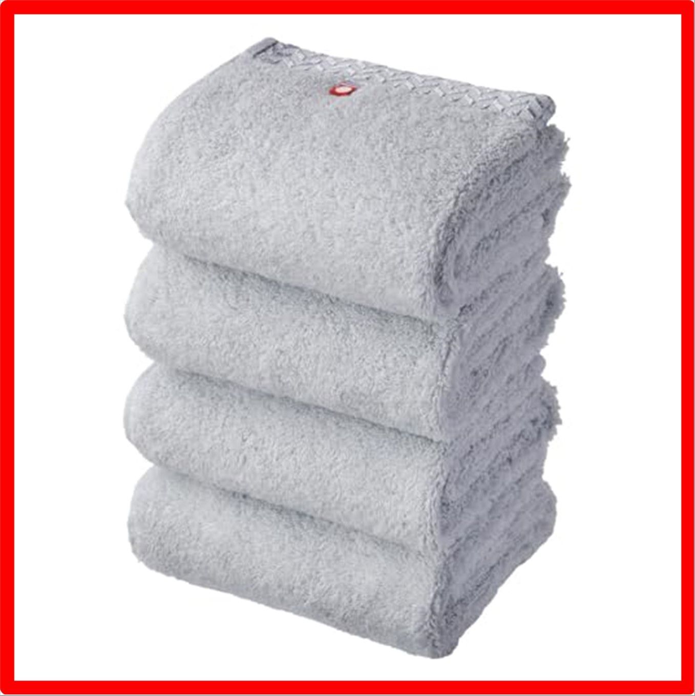 匿名配送】 フェイスタオル4枚 (x 1)_グレーカラー(プレミアム甘撚り糸