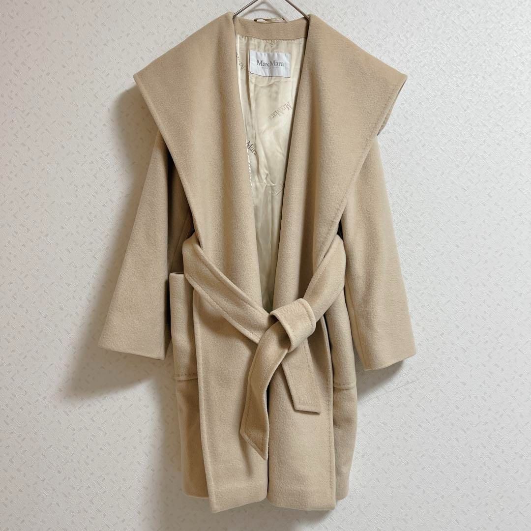 ▼美品✨マックスマーラ【40】 キャメル100% ダブルコート 女優襟 リアルト Max Mara マックスマーラ リアルト 40 キャメル ▽美品✨マックス