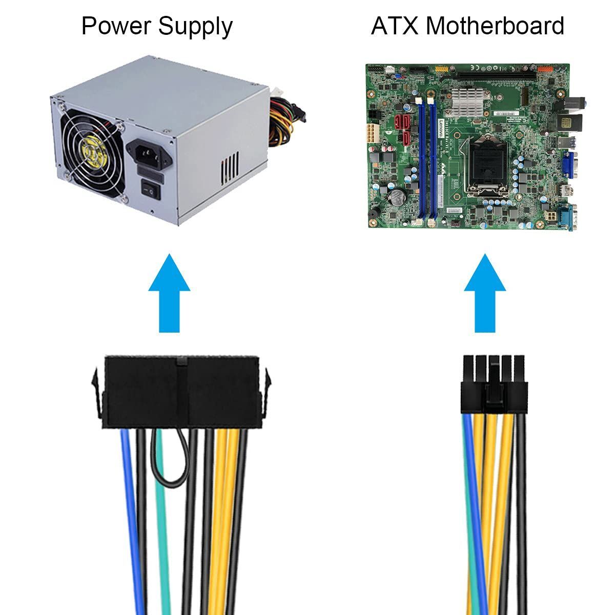 Xiatiaosann 24ピンから10ピンATX PSU電源ケーブル、24ピンメスから10ピンオスATX電源アダプターコネクター、Lenovo IBMマザーボード30cm  12インチ、2個 - メルカリ