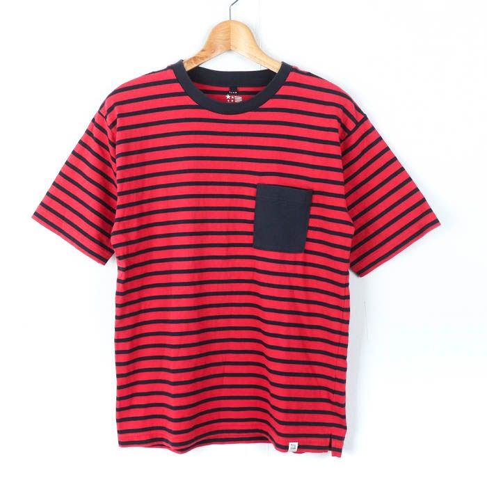 イッカ 半袖Ｔシャツ トップス ボーダー メンズ Mサイズ レッド ikka 【中古】