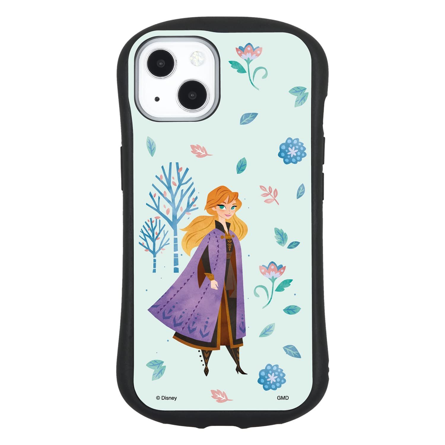 【在庫処分】グルマンディーズ ディズニー『アナと雪の女王』/iPhone13(6.1インチ)対応 ハイブリッドガラスケース アナ DN-919B ライトブルー