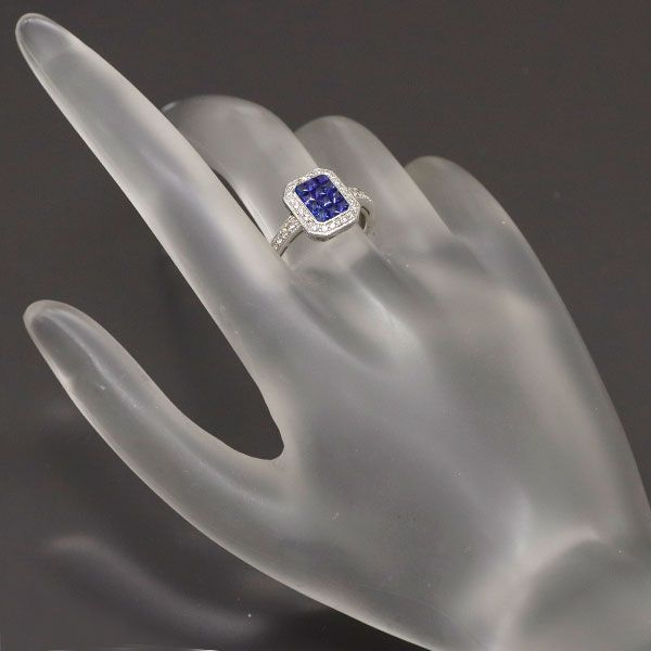 K18WG サファイア ダイヤモンド リング 0.60ct D0.26ct ミステリー  