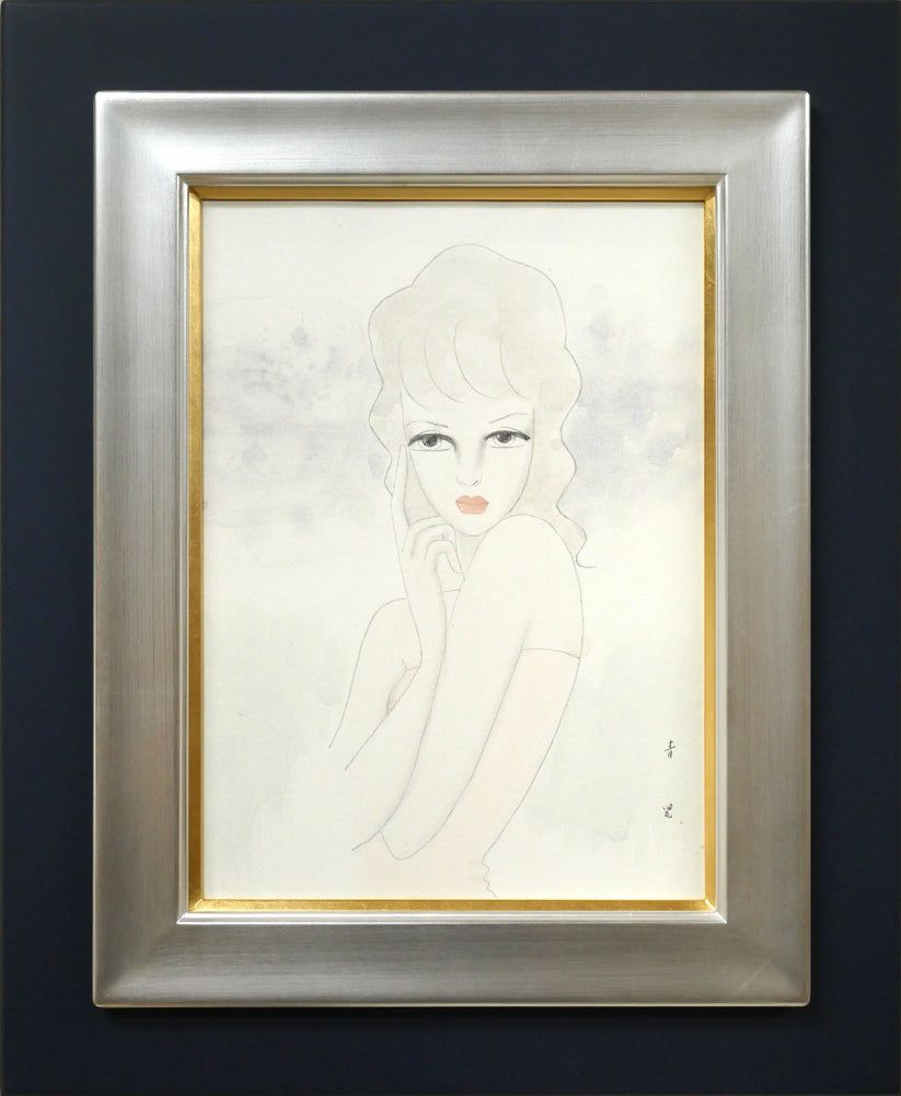 東郷 青児 婦人像 水彩画 4号色紙 鑑定書付 文化功労者 二科会のドン 美人画 小竹美術 真作保証
