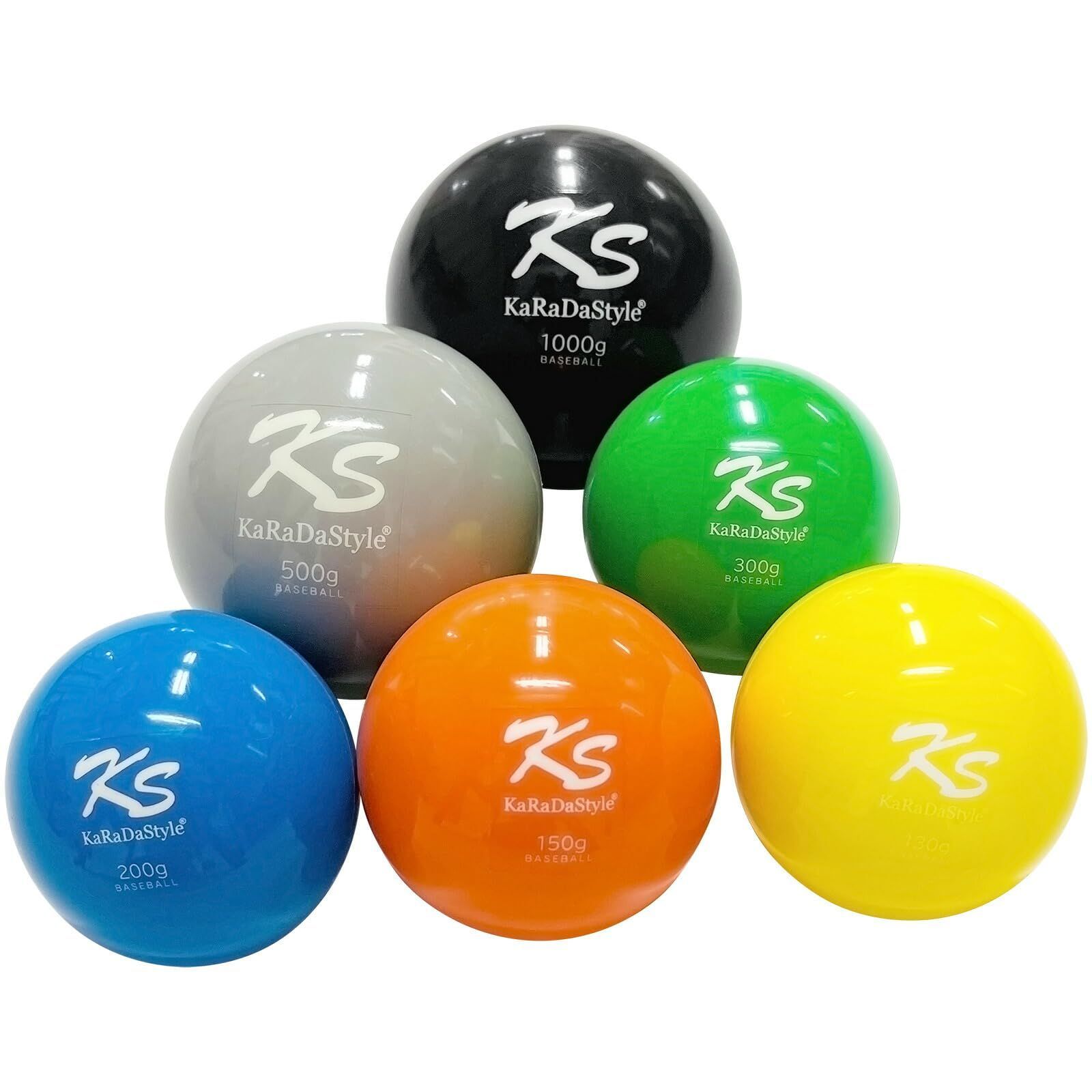 130g Plyoball 重い 150g ウエイトボール 200g 練習 サンドボール 300g プアボール 投手 500g トレーニングボール 球速アップ 1000g 野球 プライオボール 6種セット KaRaDaStyle
