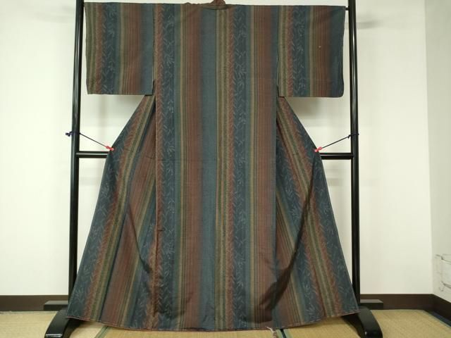 平和屋着物□本場大島紬 泥染め 菱吉祥文 正絹 逸品 CAAQ7535ev